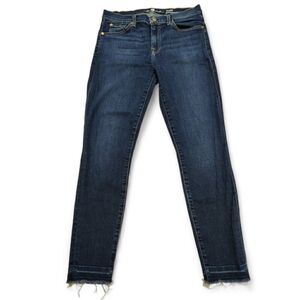 7 Seven for all Mankind Ankle Gwenevere Dark Blue Raw Hem Jeans size 29